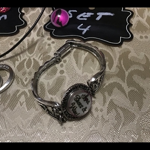 Necklace & bracelet set - wine theme 18mm snap on - Picture 3 of 4